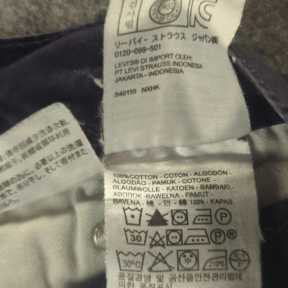 Levis 514 Pants Mens 38x32 Navy Straight Leg Five Pocket Rip Stop Canvas Cotton - Picture 9 of 12